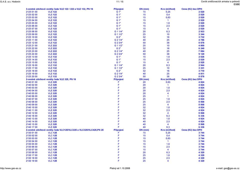 2125 02 00 VLE 122 G 1" 15 0,4 2 520 2125 03 00 VLE 122 G 1" 15 0,63 2 520 2125 04 00 VLE 122 G 1" 15 1 2 520 2125 05 00 VLE 122 G 1" 15 1,6 2 520 2125 06 00 VLE 122 G 1" 15 2,5 2 520 2125 07 00 VLE