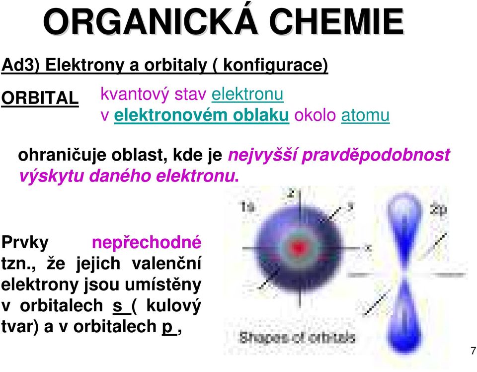 pravděpodobnost výskytu daného elektronu. Prvky nepřechodné tzn.