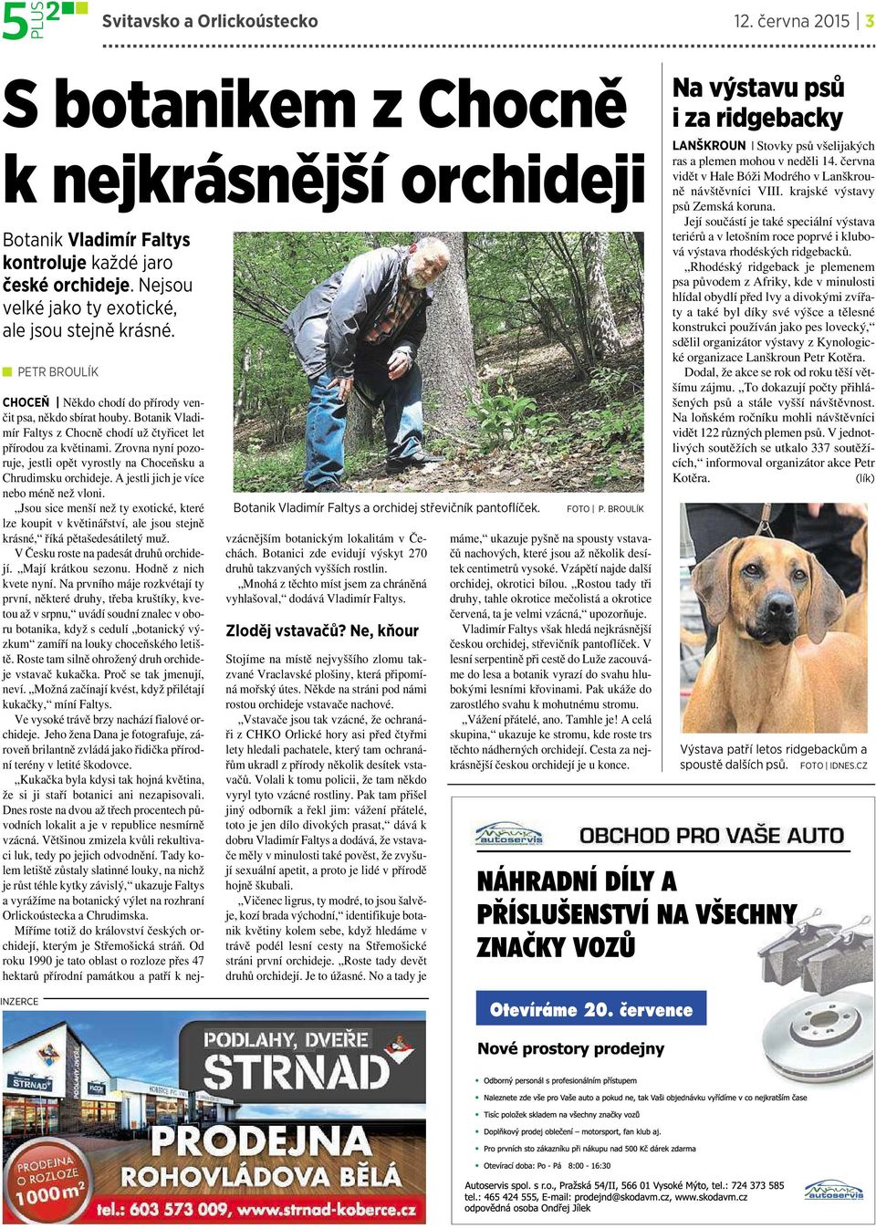 Botanik Vladimír Faltys zchocně chodí už čtyřicet let přírodou za květinami. Zrovna nyní pozoruje, jestli opět vyrostly na Choceňsku a Chrudimsku orchideje. A jestli jich je více nebo méně než vloni.