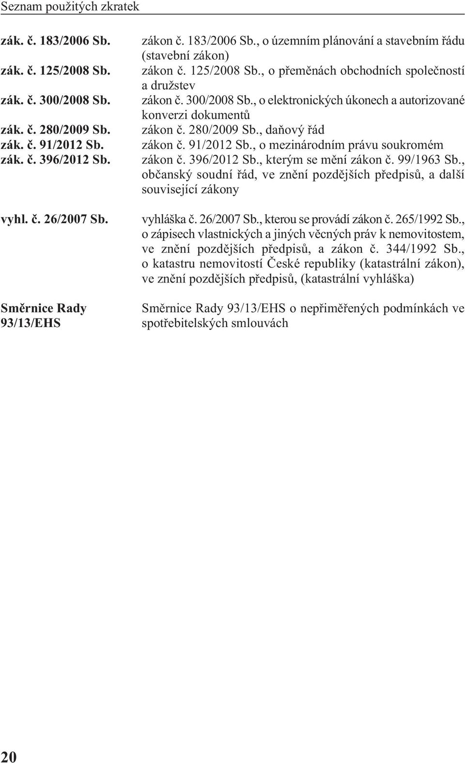 , o elektronických úkonech a autorizované konverzi dokumentů zákon č. 280/2009 Sb., daňový řád zákon č. 91/2012 Sb., o mezinárodním právu soukromém zákon č. 396/2012 Sb., kterým se mění zákon č.