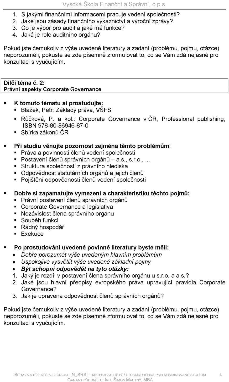 : Corporate Governance v ČR, 