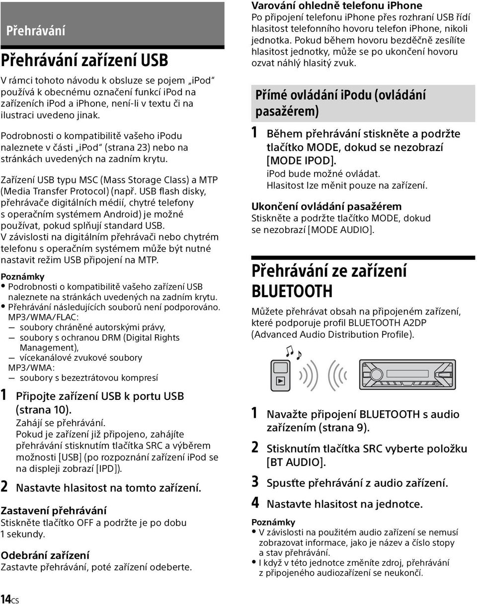 Zařízení USB typu MSC (Mass Storage Class) a MTP (Media Transfer Protocol) (např.