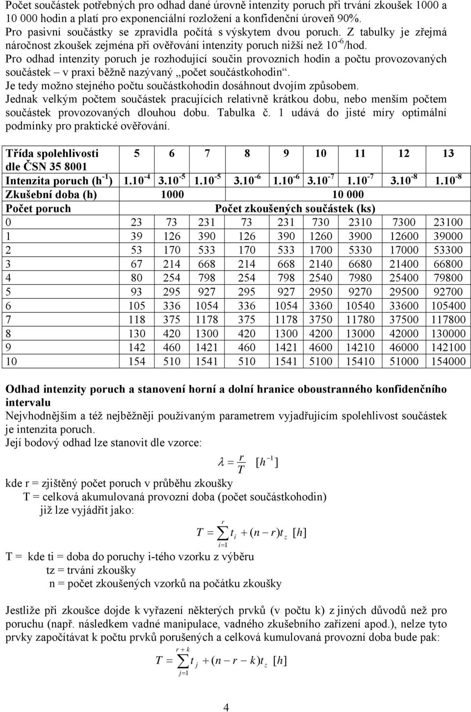 Pro odhad intenzity poruch je rozhodující součin provozních hodin a počtu provozovaných součástek v praxi běžně nazývaný počet součástkohodin.