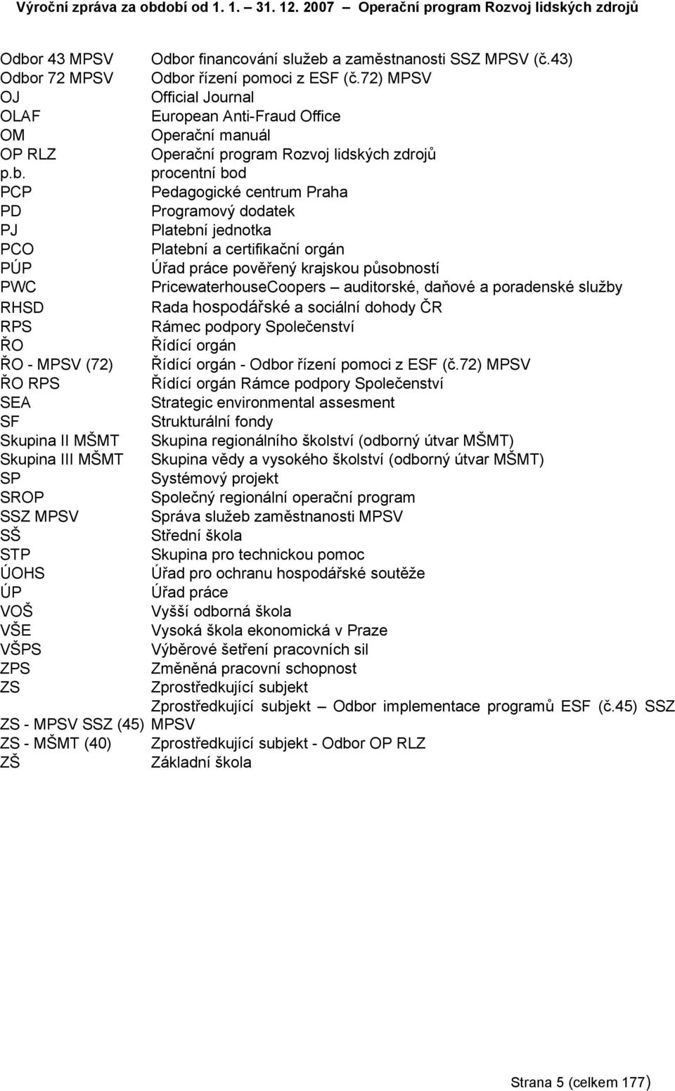 Skupina III MŠMT SP SROP SSZ MPSV SŠ STP ÚOHS ÚP VOŠ VŠE VŠPS ZPS ZS ZS - MPSV SSZ (45) ZS - MŠMT (40) ZŠ Odbor financování služeb a zaměstnanosti SSZ MPSV (č.43) Odbor řízení pomoci z ESF (č.