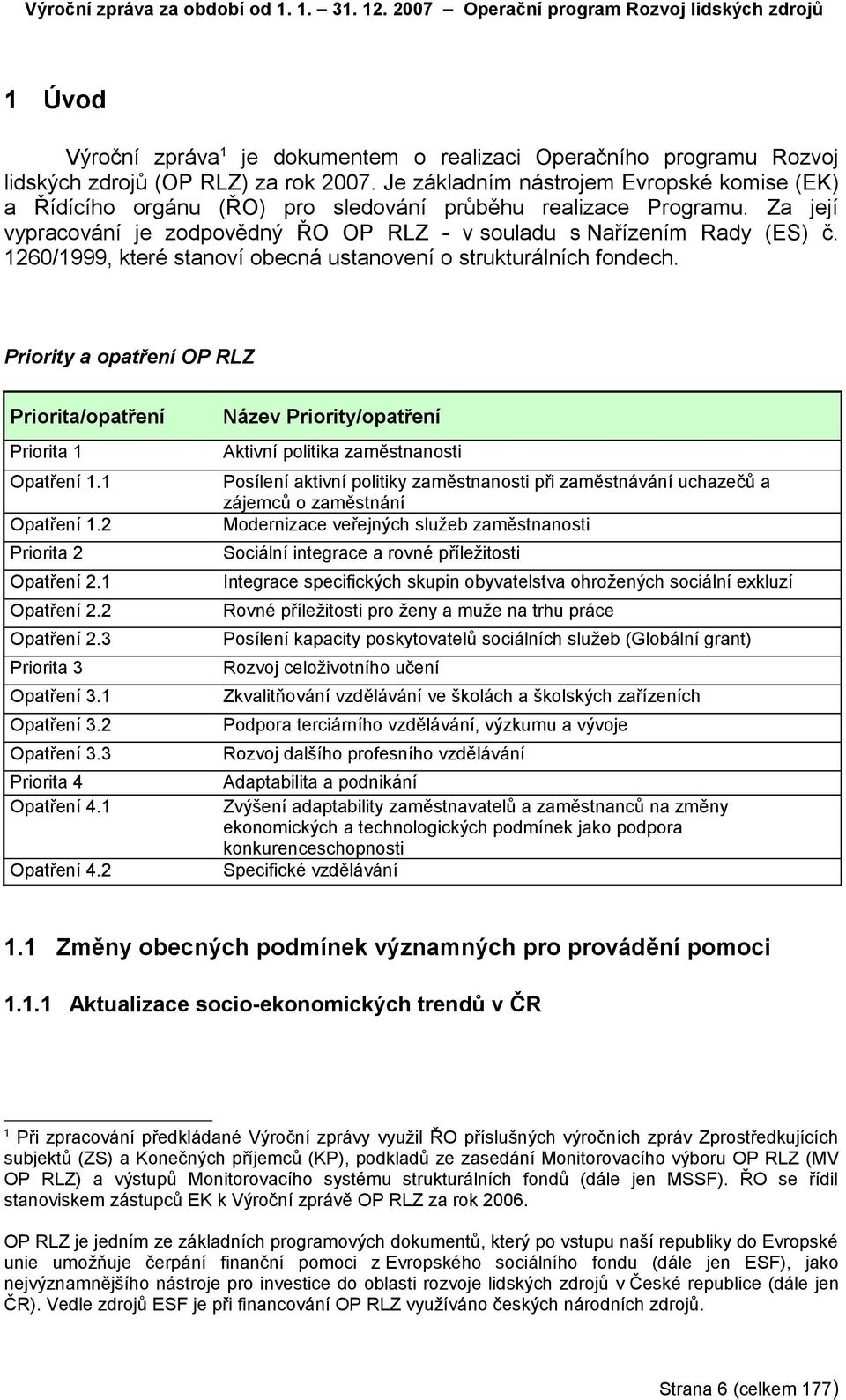 Je základním nástrojem Evropské komise (EK) a Řídícího orgánu (ŘO) pro sledování průběhu realizace Programu. Za její vypracování je zodpovědný ŘO OP RLZ - v souladu s Nařízením Rady (ES) č.