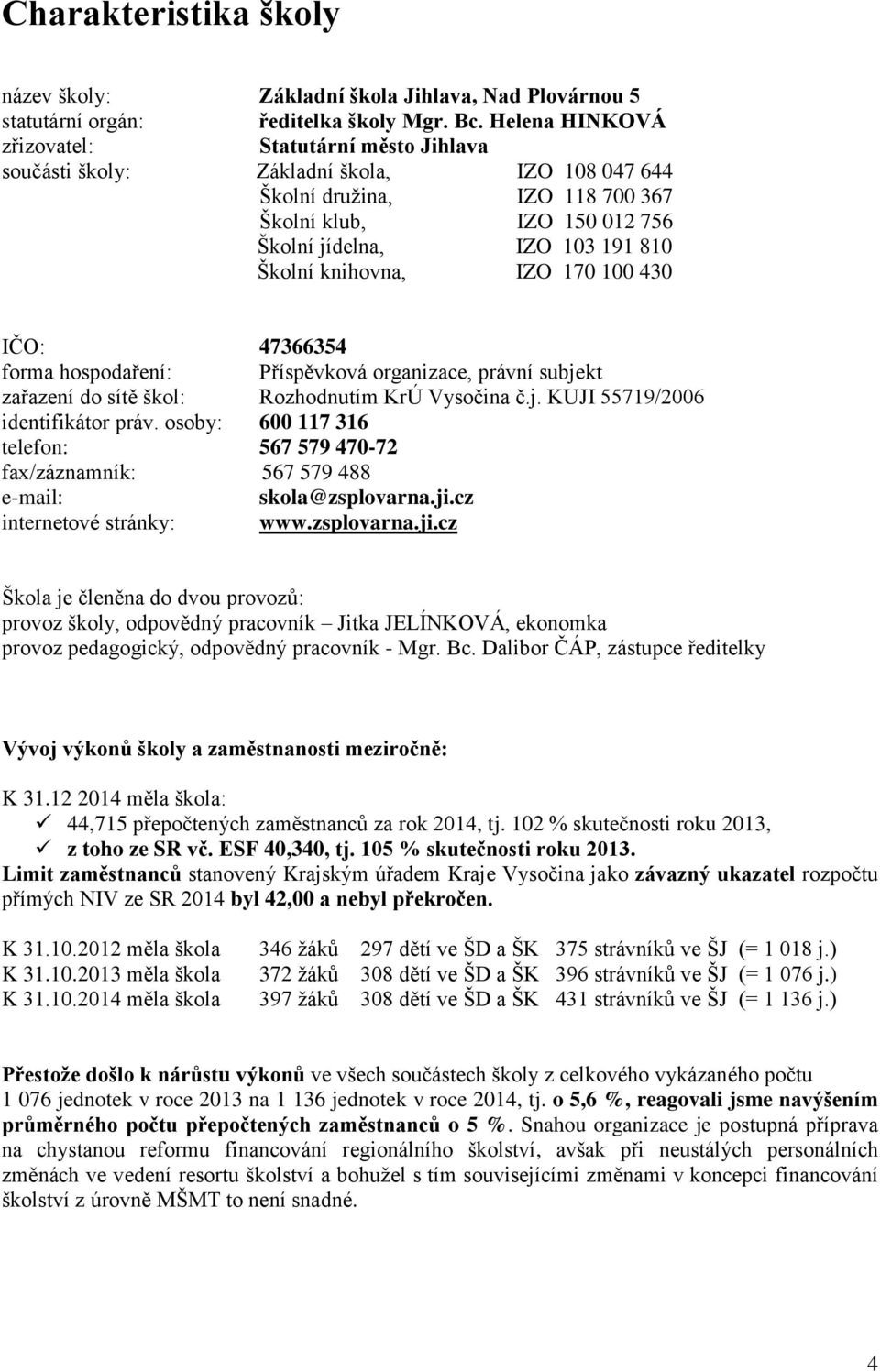 knihovna, IZO 170 100 430 IČO: 47366354 forma hospodaření: Příspěvková organizace, právní subjekt zařazení do sítě škol: Rozhodnutím KrÚ Vysočina č.j. KUJI 55719/2006 identifikátor práv.