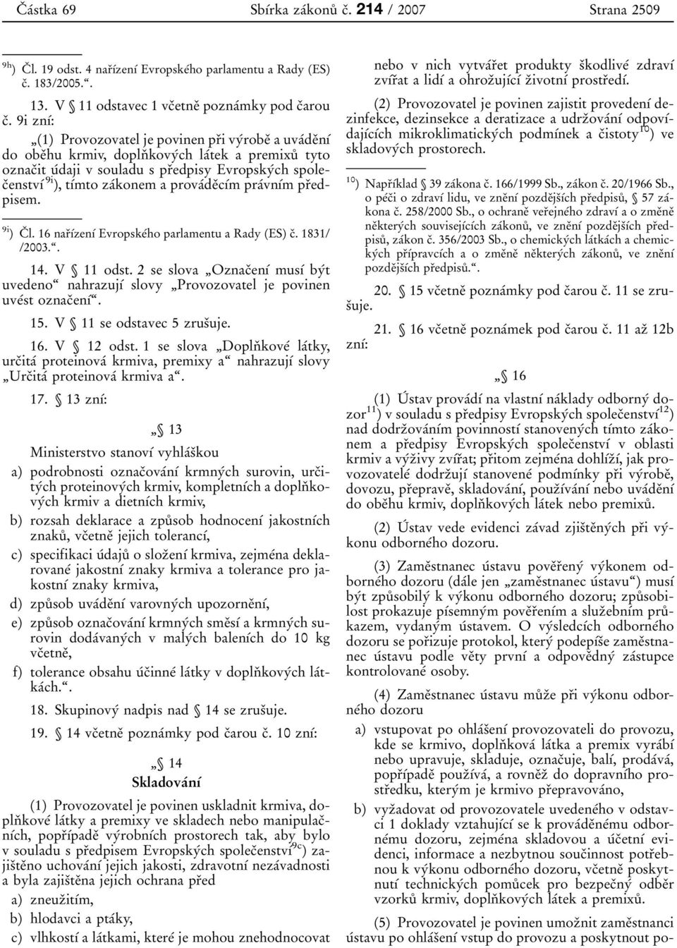 zaбkonem a provaбdeоcубm praбvnубm prоedpisem. 9i ) Cо l. 16 narоубzenуб Evropskeбho parlamentu a Rady (ES) cо. 1831/ /2003.. 14. V 11 odst.