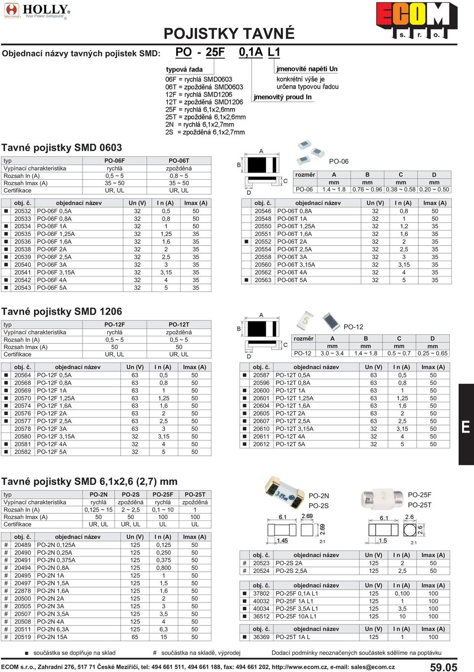 20540 PO-06F 3A 32 3 35 20541 PO-06F 3,15A 32 3,15 35 20542 PO-06F 4A 32 4 35 20543 PO-06F 5A 32 5 35 PO-06 rozmìr A B C D mm mm mm mm PO-06 1.4 ~ 1.8 0.76 ~ 0.96 0.38 ~ 0.58 0.20 ~ 0.