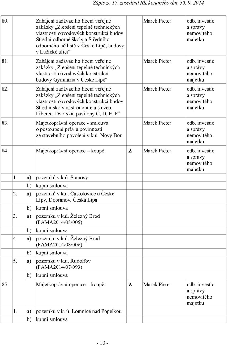 Zahájení zadávacího řízení veřejné zakázky Zlepšení tepelně technických vlastností obvodových konstrukcí budovy Gymnázia v České Lípě 82.