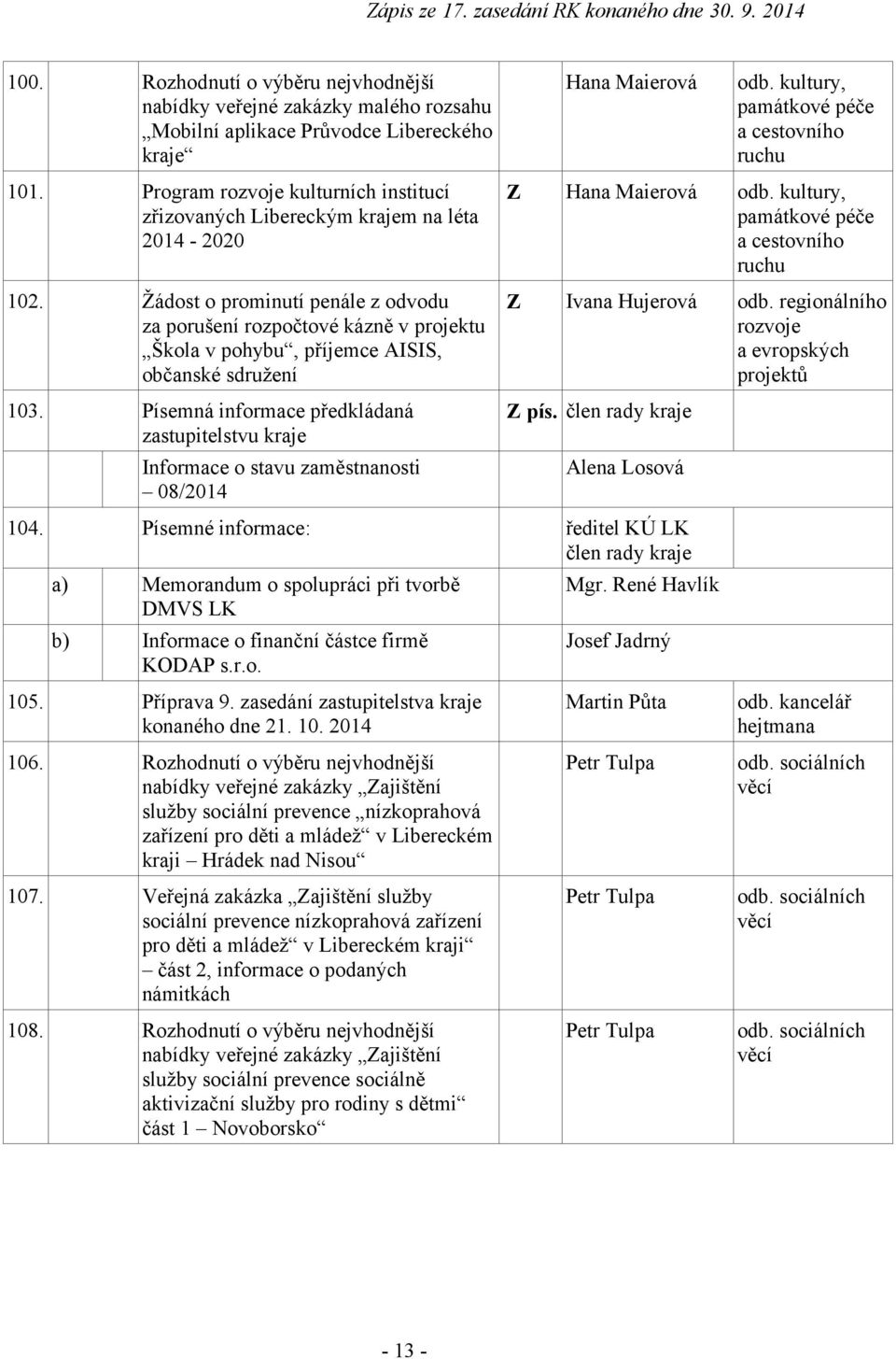 Žádost o prominutí penále z odvodu za porušení rozpočtové kázně v projektu Škola v pohybu, příjemce AISIS, občanské sdružení 103.