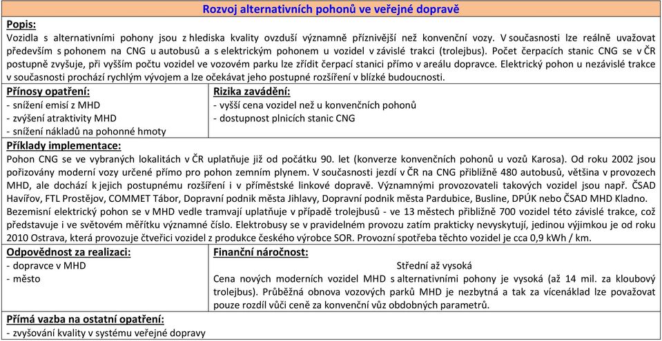 Počet čerpacích stanic CNG se v ČR postupně zvyšuje, při vyšším počtu vozidel ve vozovém parku lze zřídit čerpací stanici přímo v areálu dopravce.