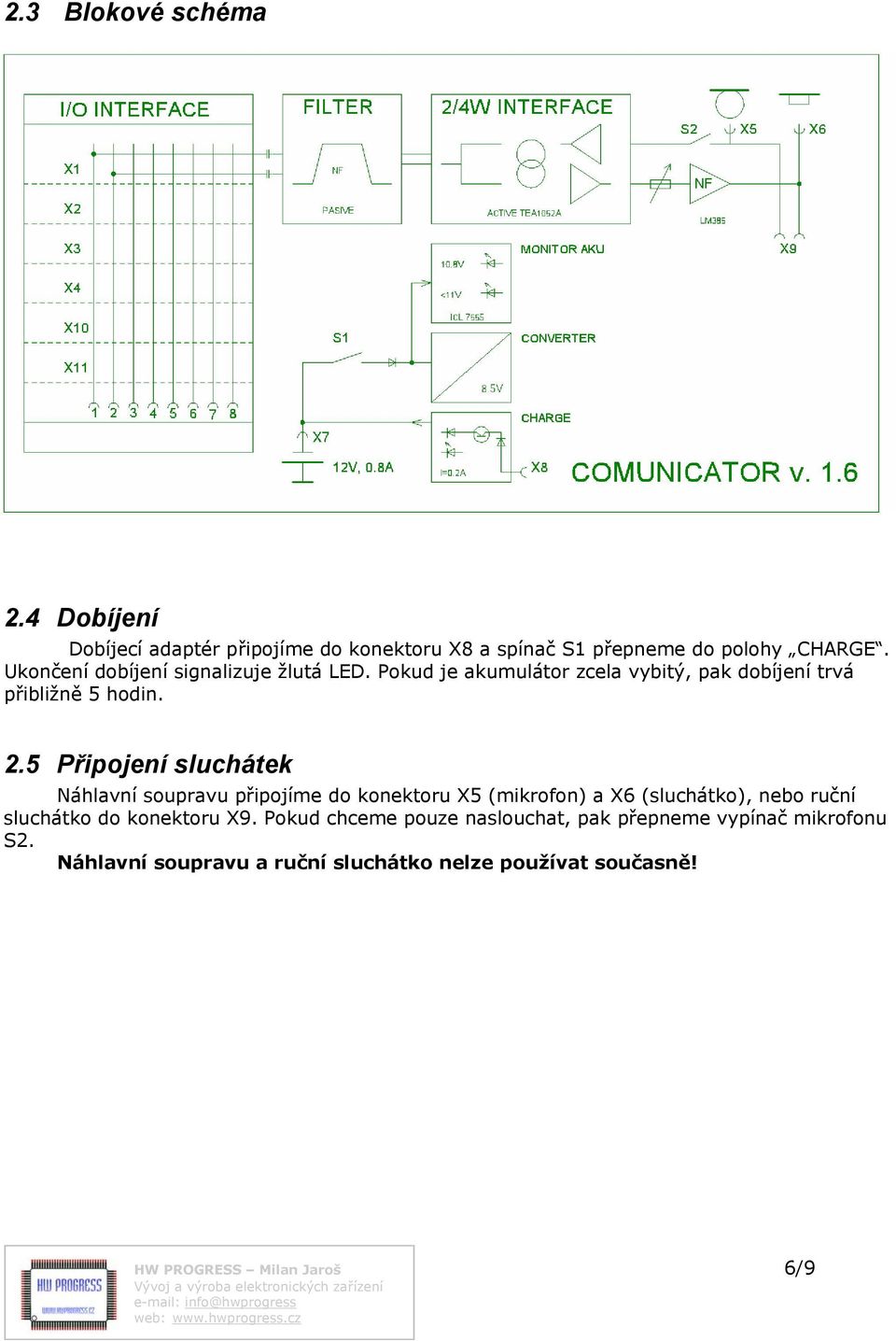 5 Připojení sluchátek Náhlavní soupravu připojíme do konektoru X5 (mikrofon) a X6 (sluchátko), nebo ruční sluchátko do konektoru