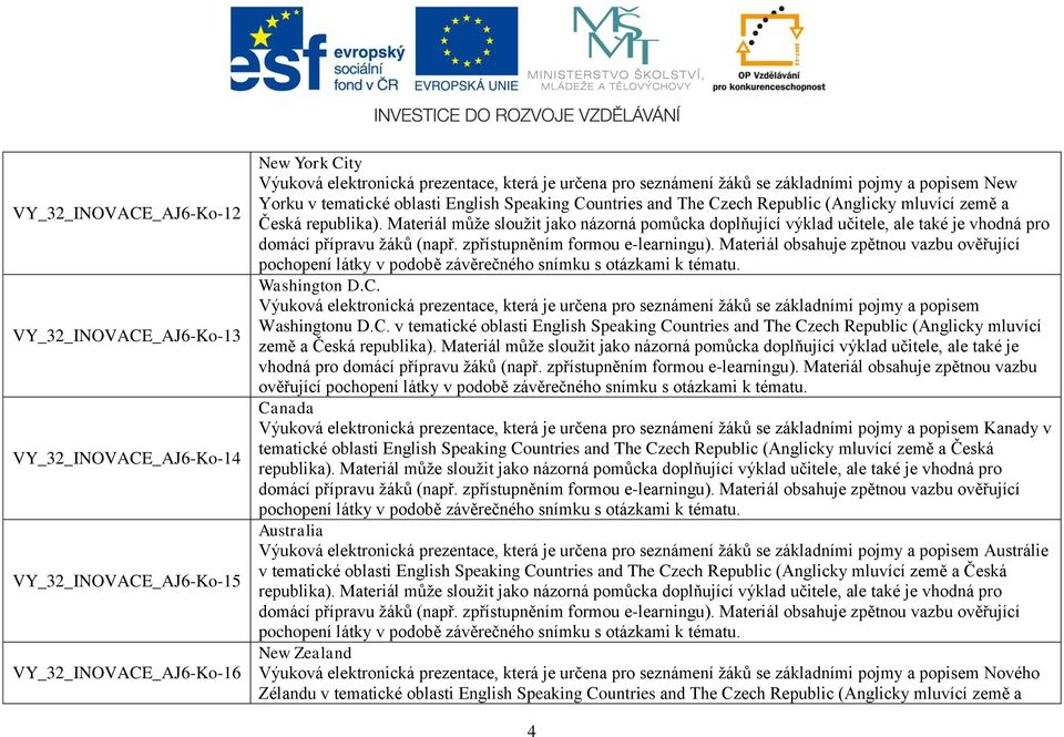C. v tematické oblasti English Speaking Countries and The Czech Republic (Anglicky mluvící ověřující Canada Kanady v Australia