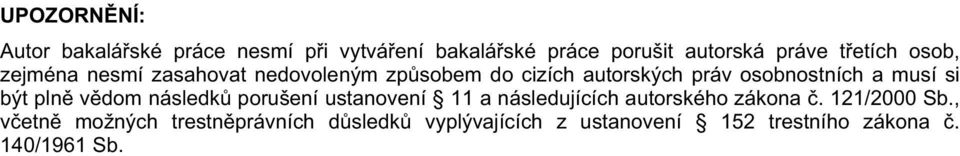 musí si být plně vědom následků porušení ustanovení 11 a následujících autorského zákona č.
