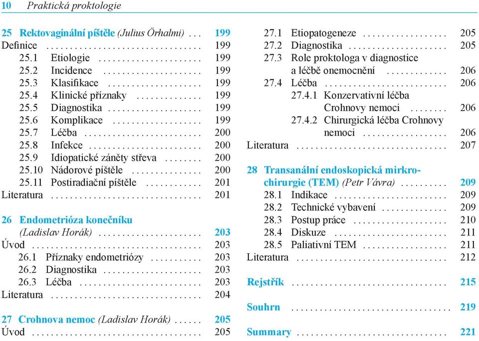.. 201 26 Endometrióza konečníku (Ladislav Horák)... 203 Úvod... 203 26.1 Příznaky endometriózy... 203 26.2 Diagnostika... 203 26.3 Léčba... 203 Literatura... 204 27 Crohnova nemoc (Ladislav Horák).