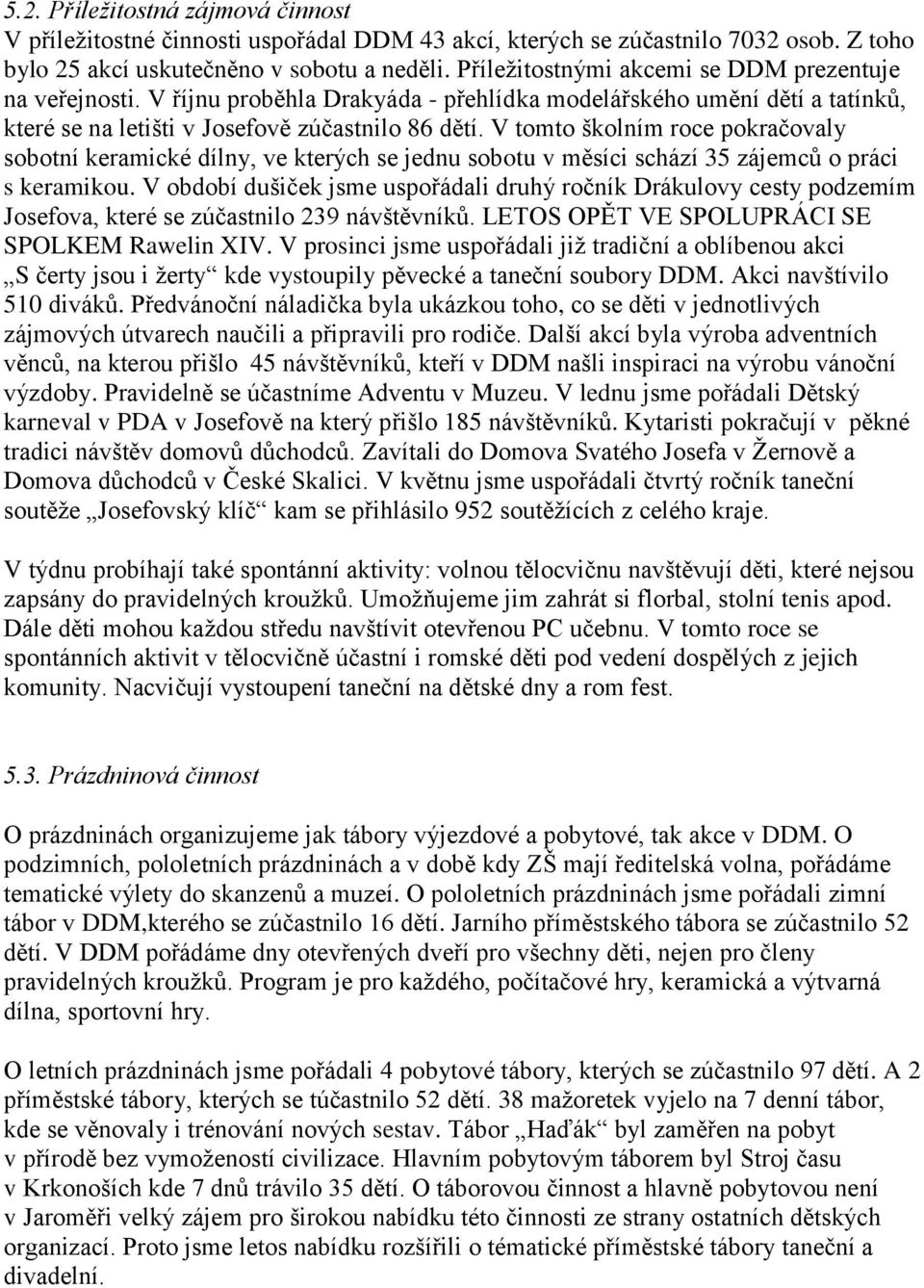 V tomto školním roce pokračovaly sobotní keramické dílny, ve kterých se jednu sobotu v měsíci schází 35 zájemců o práci s keramikou.