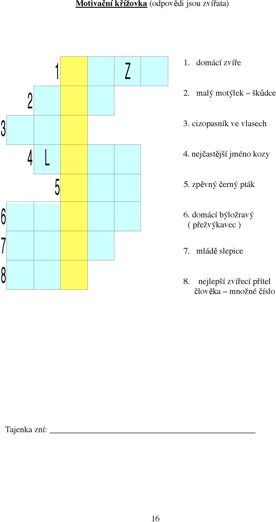 nej ast jší jméno kozy 5. zp vný erný pták 6.