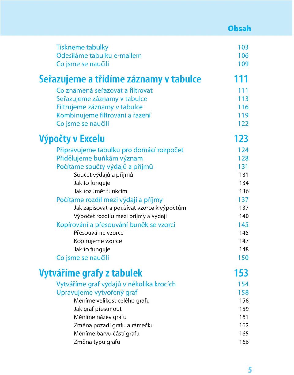 součty výdajů a příjmů 131 Součet výdajů a příjmů 131 Jak to funguje 134 Jak rozumět funkcím 136 Počítáme rozdíl mezi výdaji a příjmy 137 Jak zapisovat a používat vzorce k výpočtům 137 Výpočet