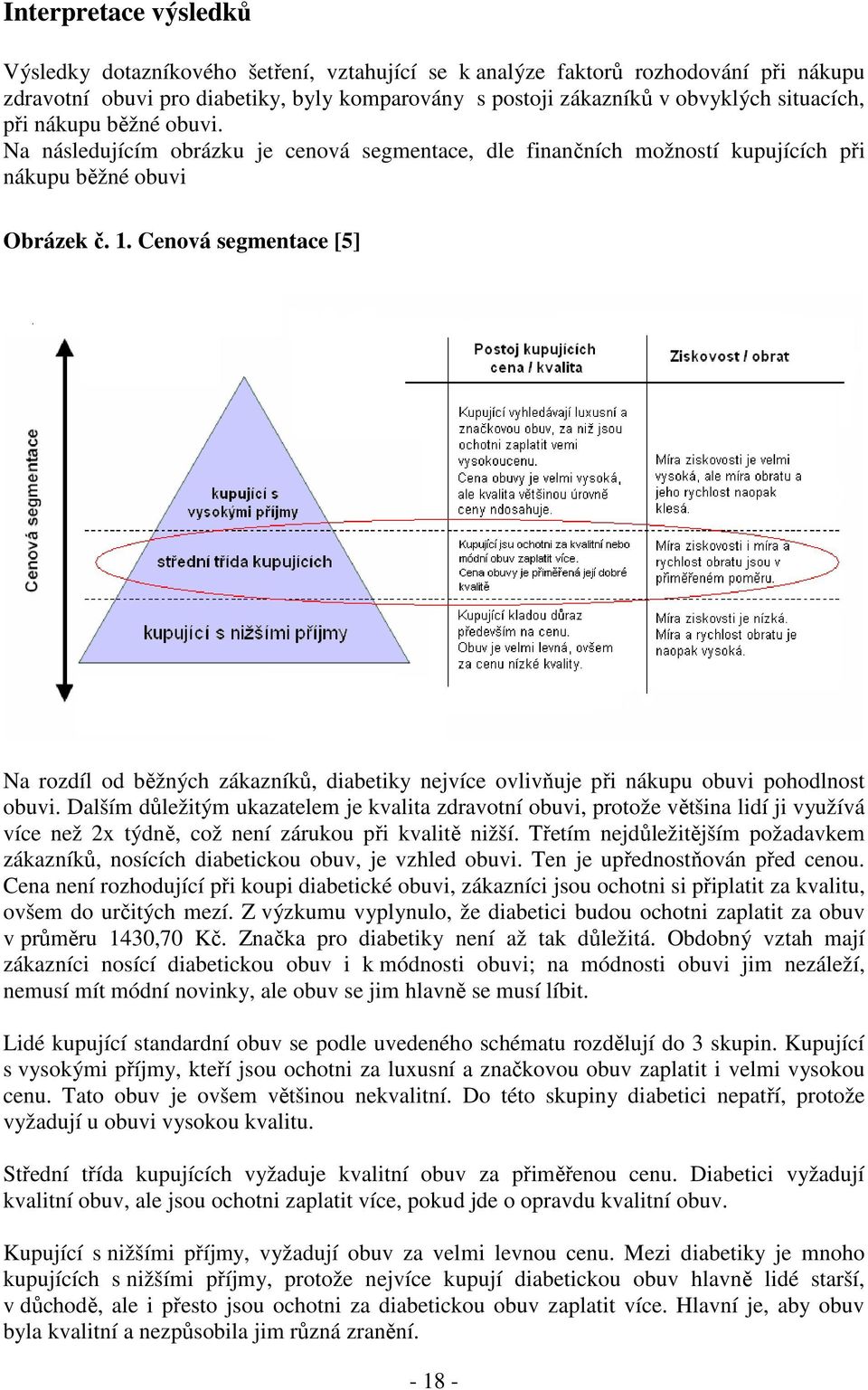 Cenová segmentace [5] Na rozdíl od běžných zákazníků, diabetiky nejvíce ovlivňuje při nákupu obuvi pohodlnost obuvi.