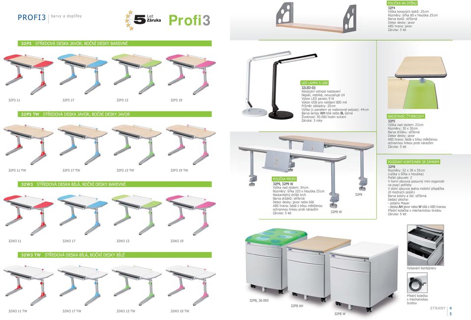 panelu 9 W Výkon USB pro nabíjení 800 ma Průměr základny: 20 cm Výška (s panelem ve vodorovné poloze): 44 cm Barva lampy WH bílá nebo BL černá Životnost: 50.