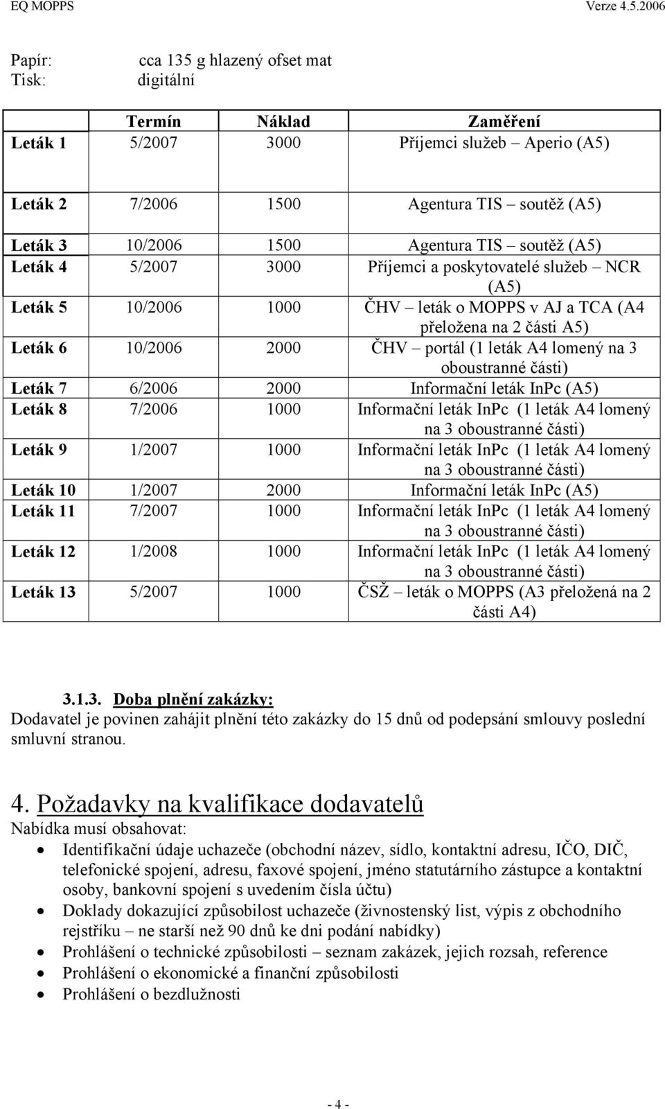 oboustranné části) Leták 7 6/2006 2000 Informační leták InPc (A5) Leták 8 7/2006 1000 Informační leták InPc (1 leták A4 lomený Leták 9 1/2007 1000 Informační leták InPc (1 leták A4 lomený Leták 10