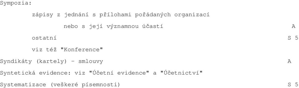 Syndikáty (kartely) - smlouvy Syntetická evidence: viz "Účetní