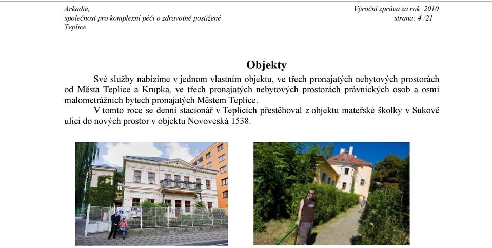 nebytových prostorách právnických osob a osmi malometrážních bytech pronajatých Městem.