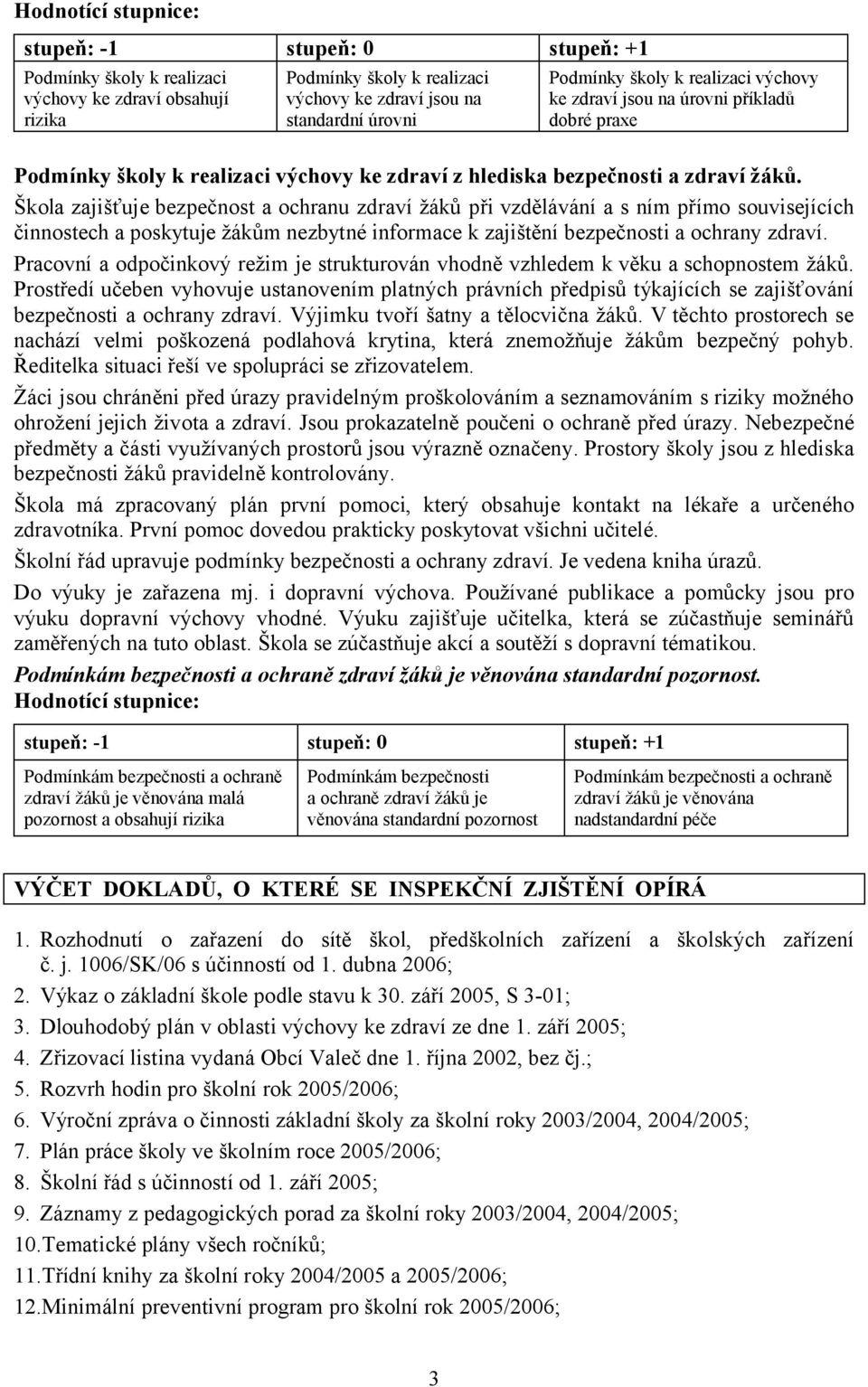 Škola zajišťuje bezpečnost a ochranu zdraví žáků při vzdělávání a s ním přímo souvisejících činnostech a poskytuje žákům nezbytné informace k zajištění bezpečnosti a ochrany zdraví.