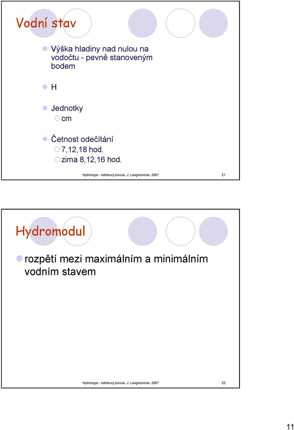 Hydrologie - odtokový proces, J.