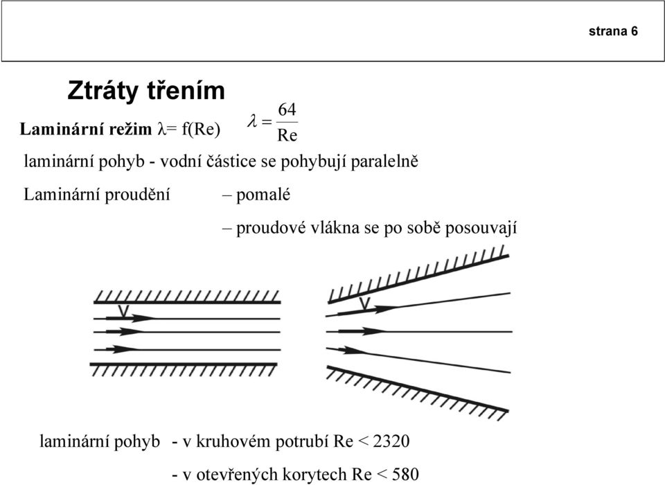 Laminární proudění pomalé proudové vlákna se po sobě posouvají