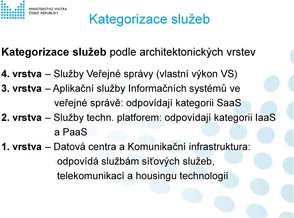 vrstva Aplikační služby Informačních systémů ve veřejné správě: odpovídají kategorii SaaS 2.