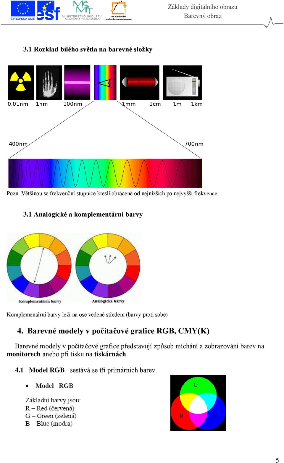 1 Analogické a komplementární barvy Komplementární barvy leží na ose vedené středem (barvy proti sobě) 4.