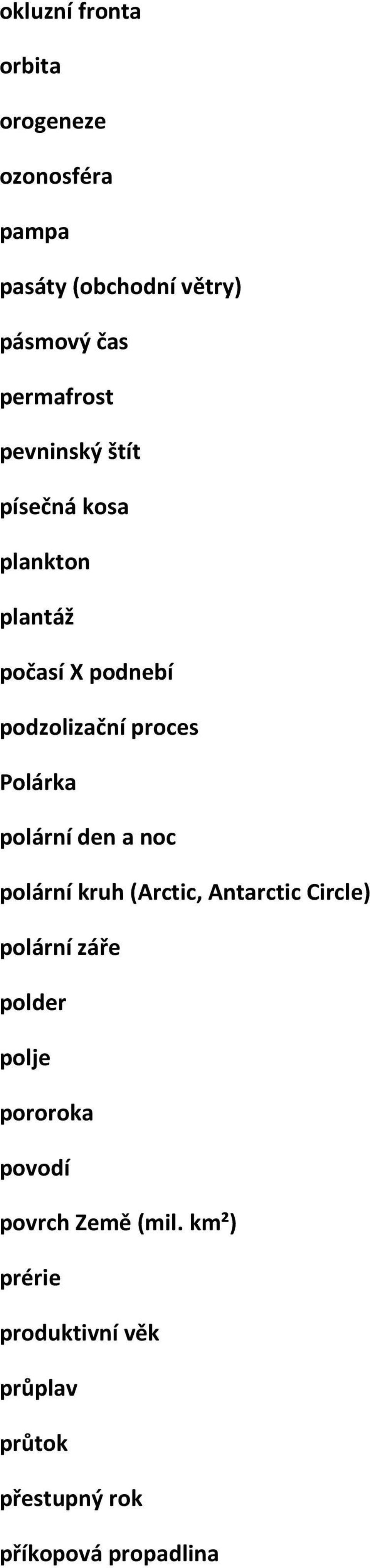 polární den a noc polární kruh (Arctic, Antarctic Circle) polární záře polder polje pororoka