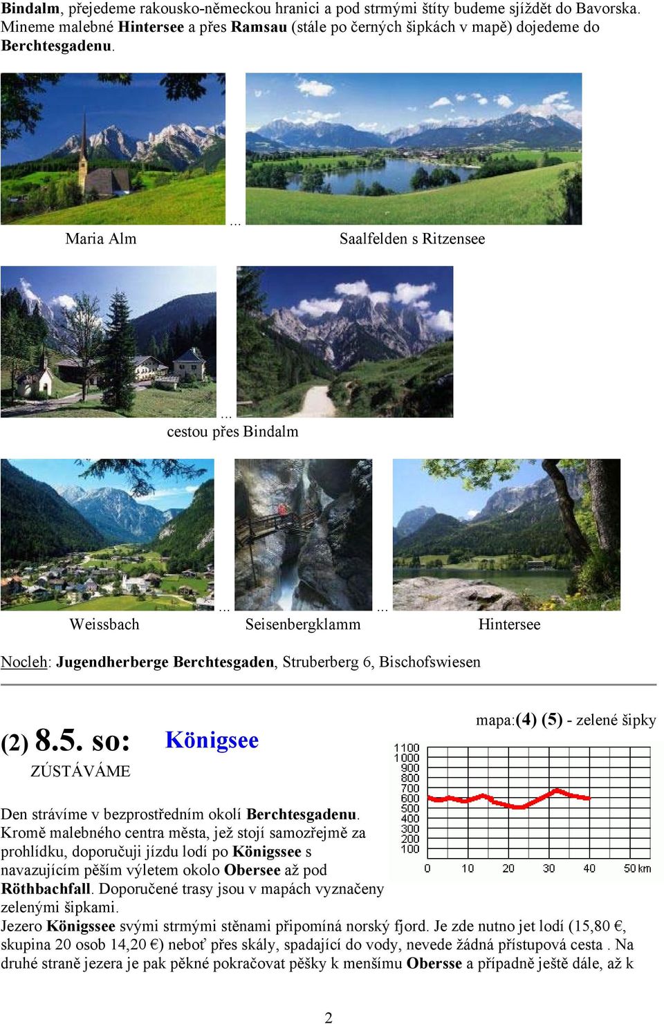 so: Königsee ZÚSTÁVÁME mapa:(4) (5) - zelené šipky Den strávíme v bezprostředním okolí Berchtesgadenu.