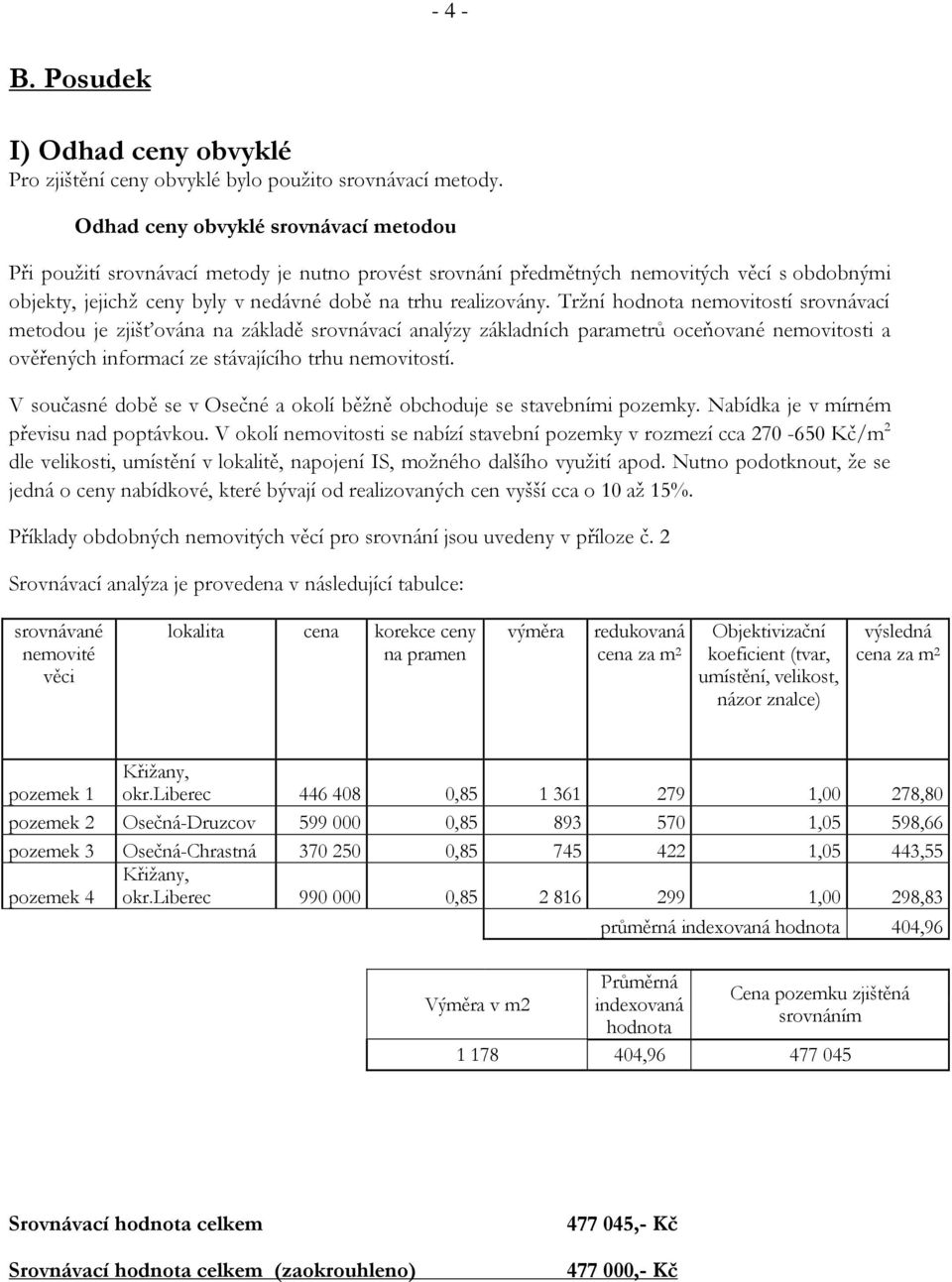 Tržní hodnota nemovitostí srovnávací metodou je zjišťována na základě srovnávací analýzy základních parametrů oceňované nemovitosti a ověřených informací ze stávajícího trhu nemovitostí.