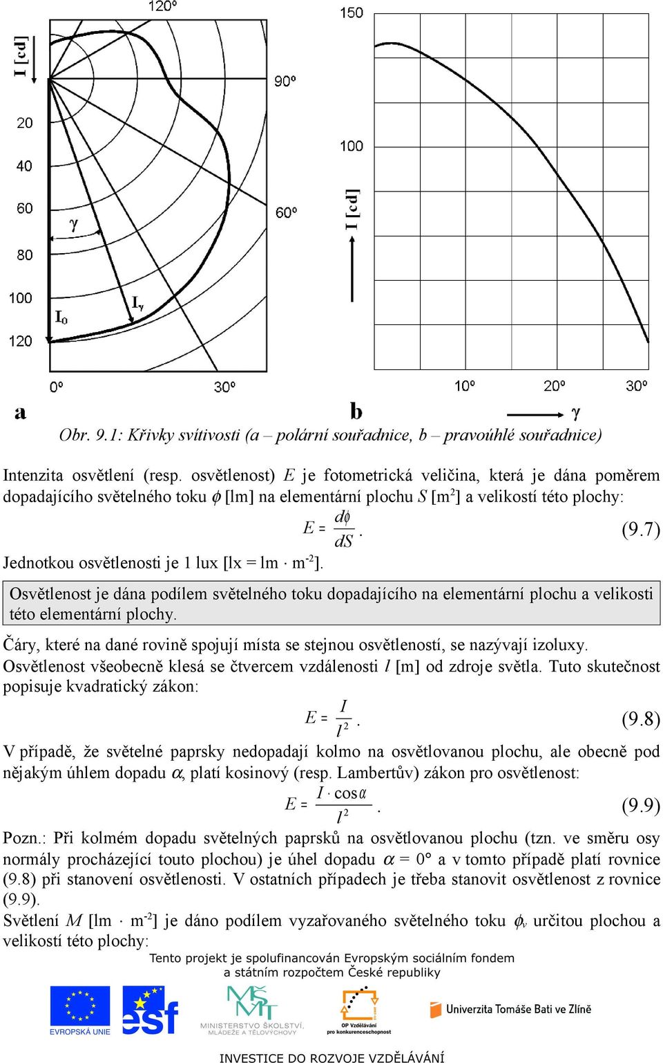 7) ds Jednotkou osvětlenosti je 1 lux [lx = lm m -2 ]. Osvětlenost je dána podílem světelného toku dopadajícího na elementární plochu a velikosti této elementární plochy.