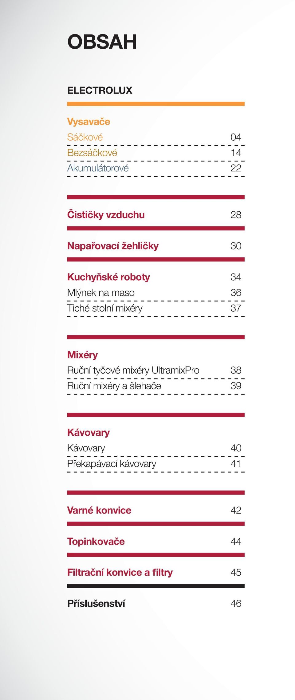 Ruční tyčové mixéry UltramixPro 38 Ruční mixéry a šlehače 39 Kávovary Kávovary 40