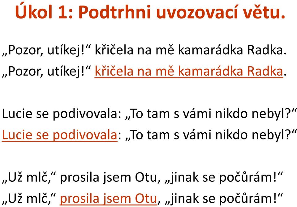 Lucie se podivovala: To tam s vámi nikdo nebyl?