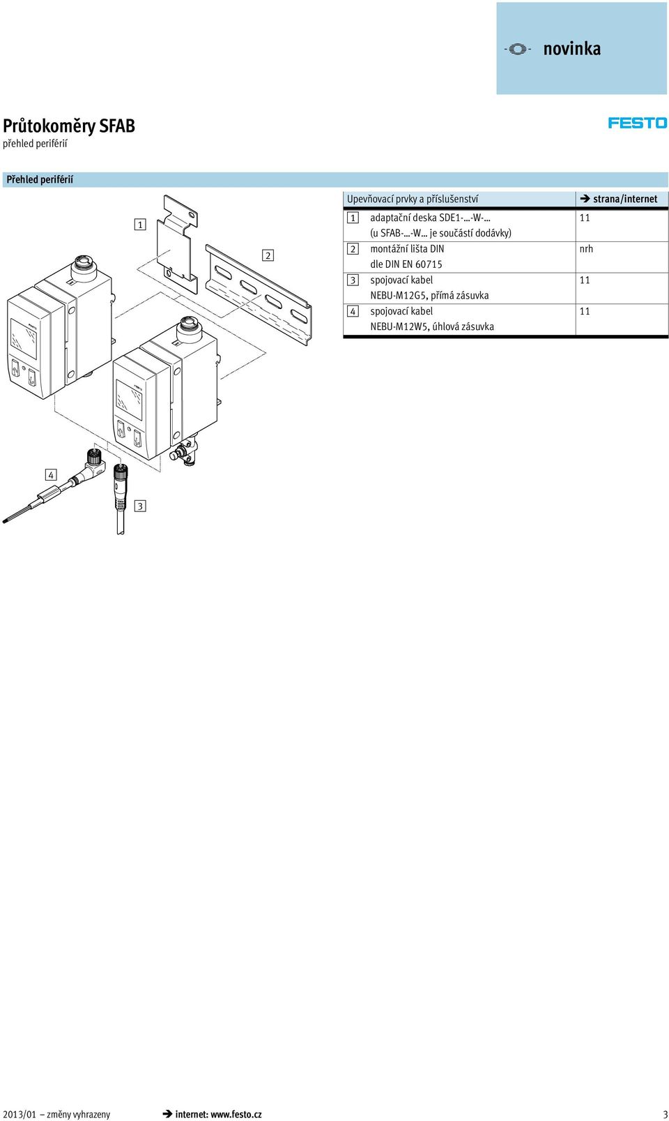 60715 3 spojovací kabel NEBU-M12G5, přímá zásuvka 4 spojovací kabel NEBU-M12W5,