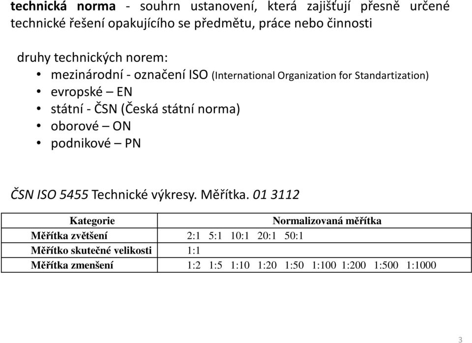 (Česká státní norma) oborové ON podnikové PN ČSN ISO 5455 Technické výkresy. Měřítka.