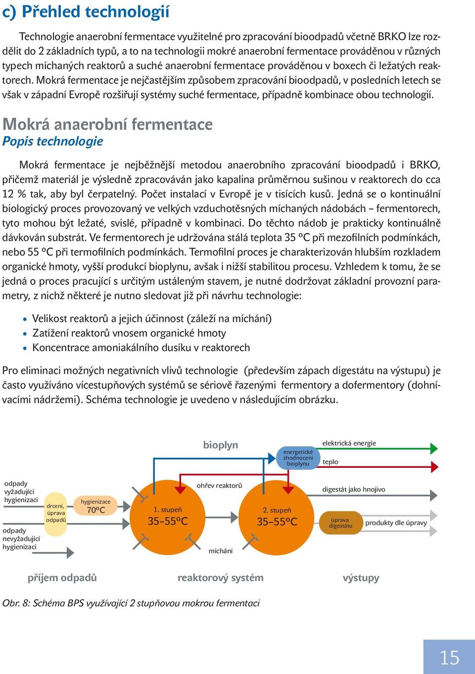 Mokrá fermentace je nejčastějším způsobem zpracování bioodpadů, v posledních letech se však v západní Evropě rozšiřují systémy suché fermentace, případně kombinace obou technologií.