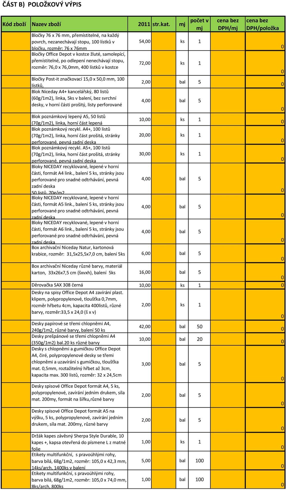 stopu, rozměr: 76, x 76,mm, 4 lístků v kostce Bločky Post-it značkovací 15, x 5, mm, 1 lístků, Blok Niceday A4+ kancelářský, 8 listů (6g/1m2), linka, 5ks v balení, bez svrchní desky, v horní části