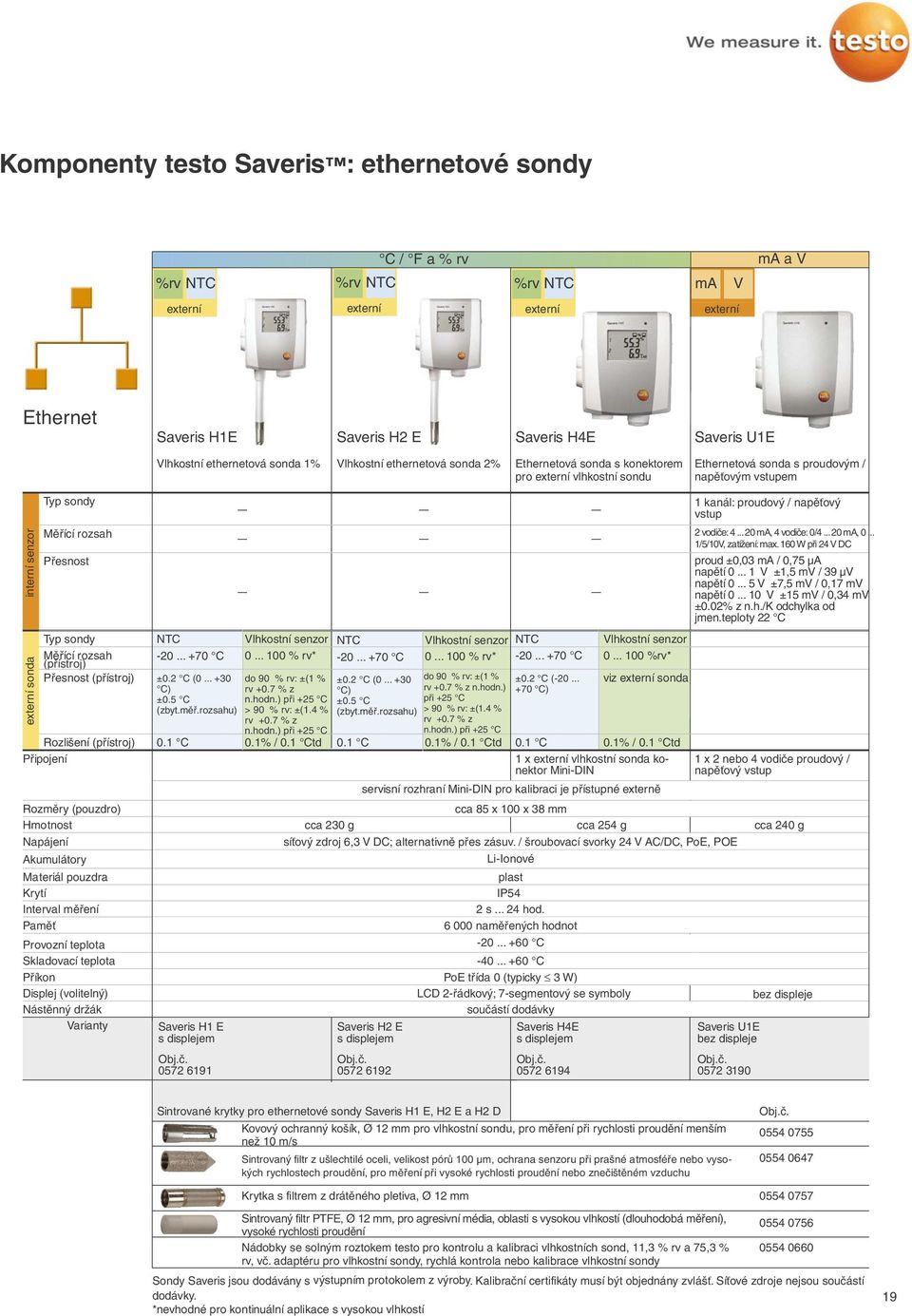 Přesnost Typ sondy Měřící rozsah (přístroj) Přesnost (přístroj) Rozlišení (přístroj) Připojení Rozměry (pouzdro) Hmotnost Napájení Akumulátory Materiál pouzdra Krytí Interval měření Paměť -20... +70 ±0.