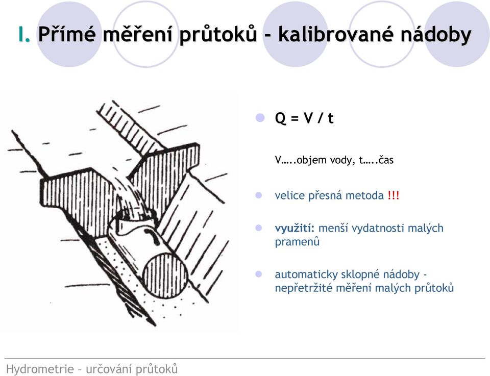 !! využití: menší vydatnosti malých pramenů automaticky