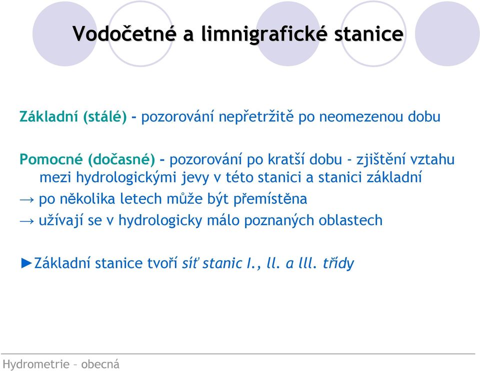 stanici a stanici základní po několika letech může být přemístěna užívají se v hydrologicky