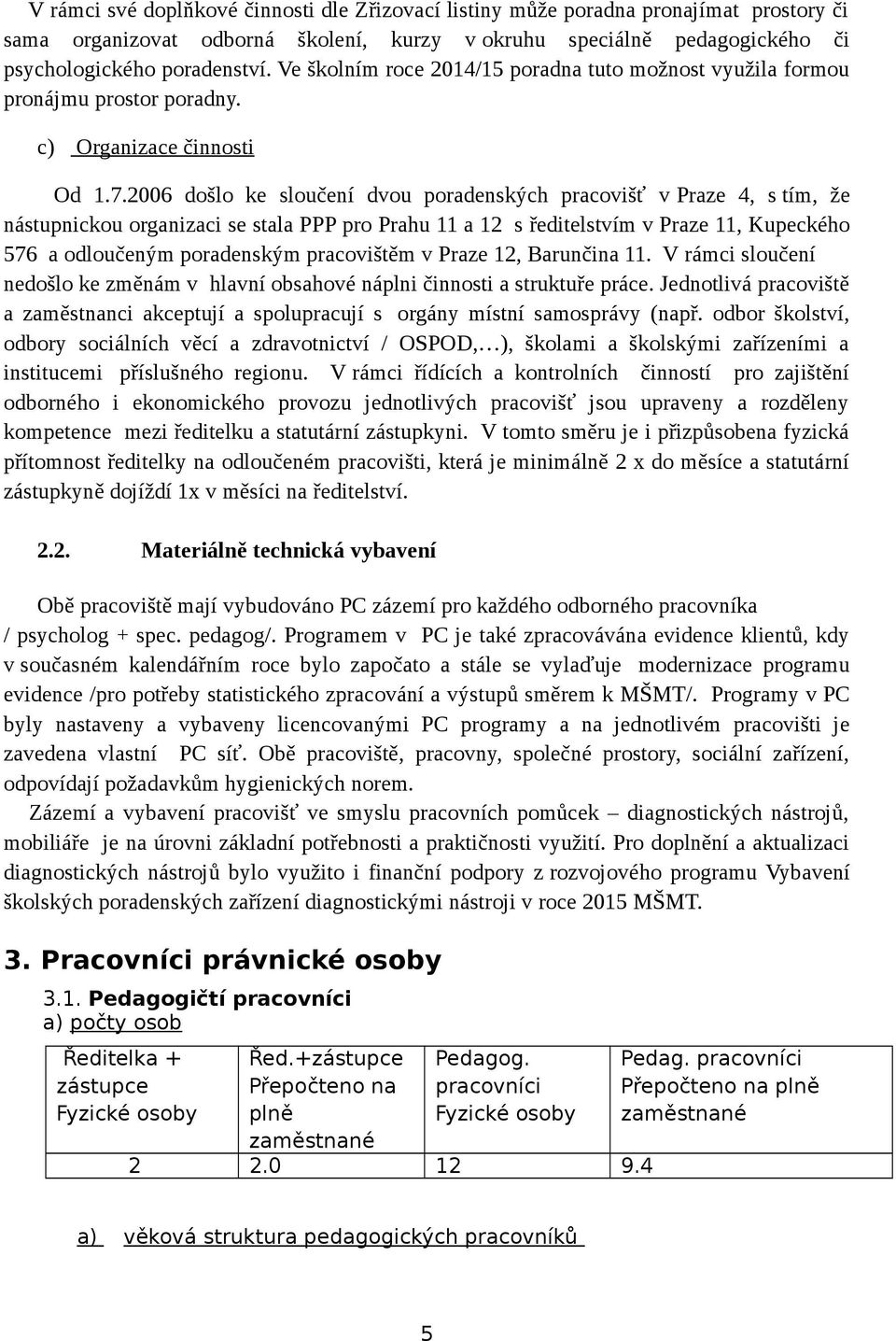 2006 došlo ke sloučení dvou poradenských pracovišť v Praze 4, s tím, že nástupnickou organizaci se stala PPP pro Prahu 11 a 12 s ředitelstvím v Praze 11, Kupeckého 576 a odloučeným poradenským