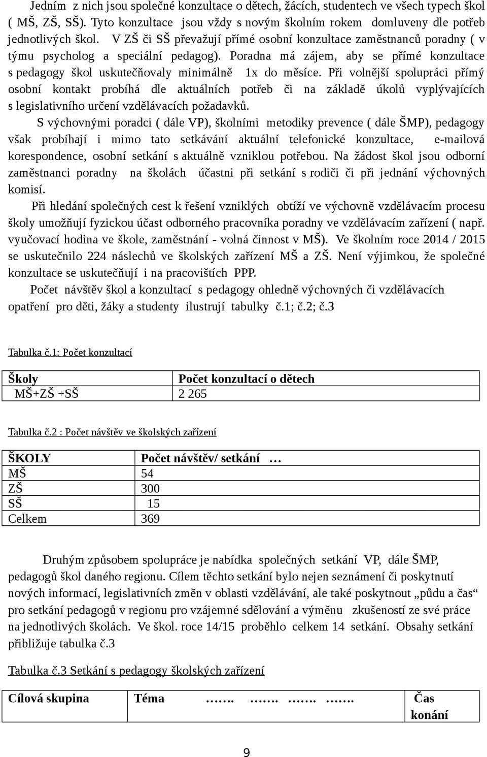 Poradna má zájem, aby se přímé konzultace s pedagogy škol uskutečňovaly minimálně 1x do měsíce.