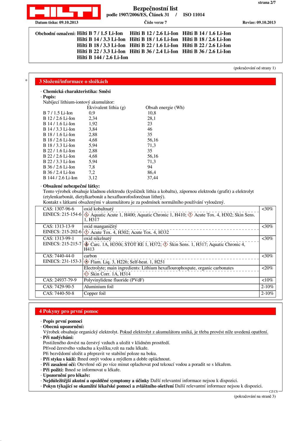 6 Li-Ion 2,88 35 B 22 / 2.6 Li-Ion 4,68 56,16 B 22 / 3.3 Li-Ion 5,94 71,3 B 36 / 2.6 Li-Ion 7,8 94 B 36 / 2.4 Li-Ion 7,2 86,4 B 144 / 2.