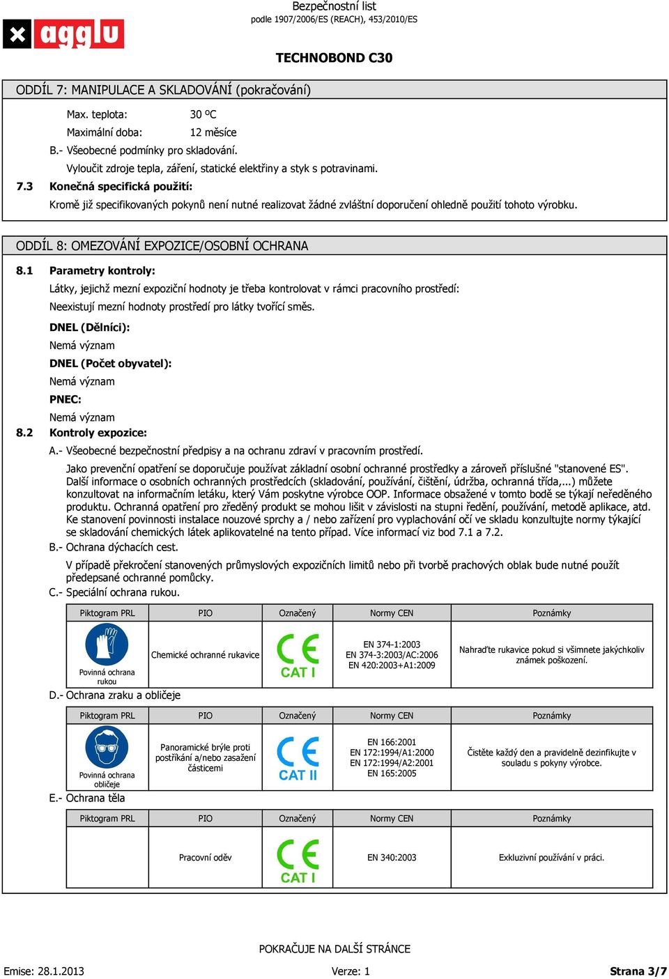 1 Parametry kontroly: Látky, jejichž mezní expoziční hodnoty je třeba kontrolovat v rámci pracovního prostředí: Neexistují mezní hodnoty prostředí pro látky tvořící směs.