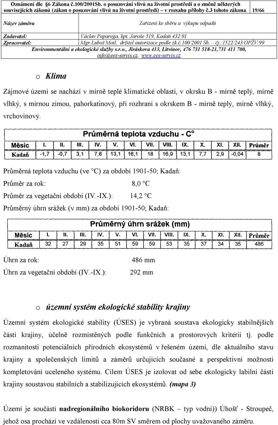 vrchovinový. Průměrná teplota vzduchu (ve C) za období 1901-50; Kadaň: Průměr za rok: 8,0 C Průměr za vegetační období (IV.-IX.